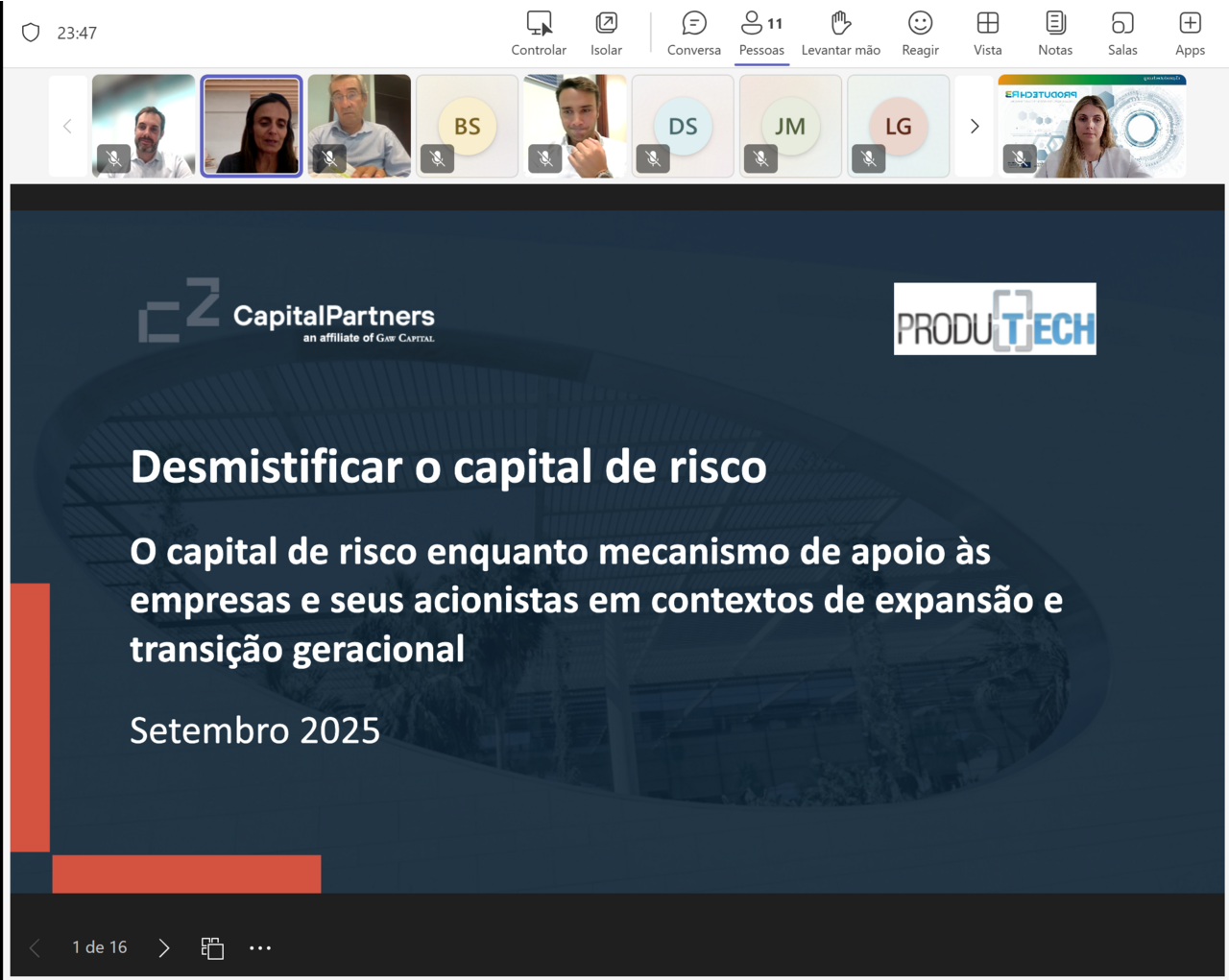 PRODUTECH R3 realizou webinar sobre Capital de Risco