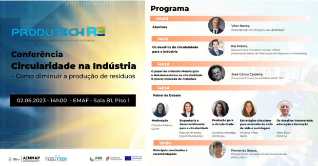 Conferência Circularidade na Indústria – Como diminuir a produção de resíduos – 2 de junho